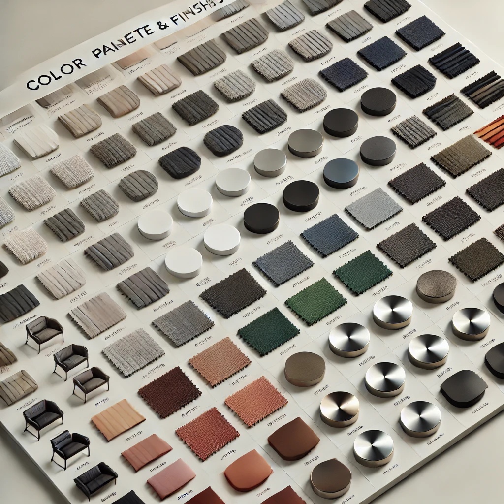 Paleta de colores y acabados modernos para sillas de oficina