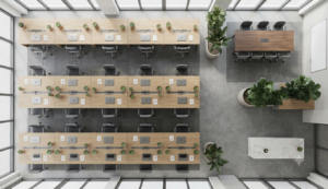 Oficina organizada con sillas ergonómicas bien cuidadas