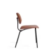Silla TARENA Soft Leather - Vista lateral Silla para sala de espera TARENA café con estructura metálica negra