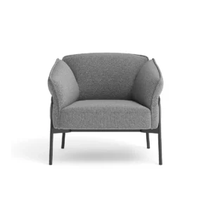 Sillón individual SABELLA SOLO tapizado en tela gris vista frontal